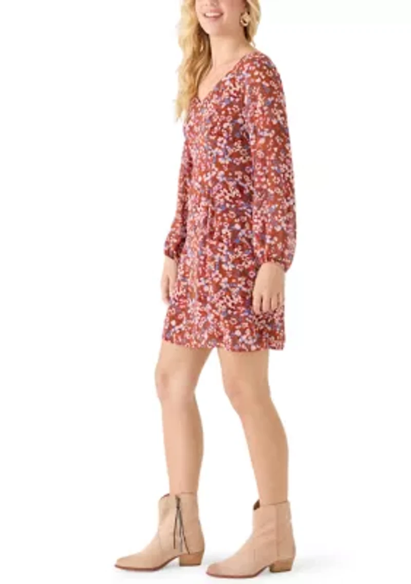 Women's Long Sleeve Tie Back Mini Dress