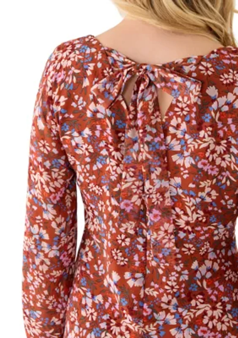 Women's Long Sleeve Tie Back Mini Dress