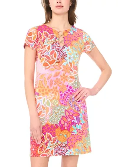 Women's O-Ring Short Sleeve Mini Dress