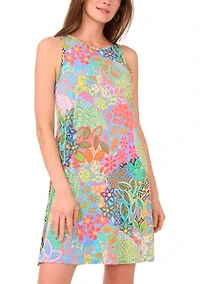 Women's Sleeveless Crew Neck Printed A-Line Dress