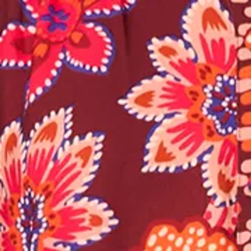 Women's Short Sleeve Mock Neck Floral Print Chiffon Dress