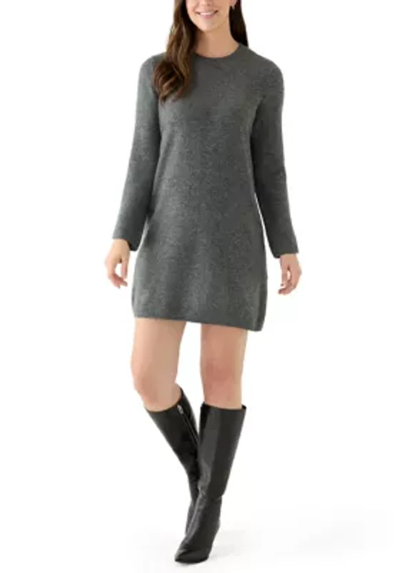 Women's Long Sleeve Solid A-Line Sweater Dress