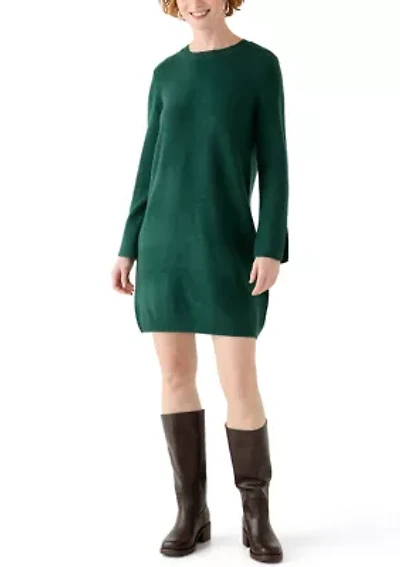 Women's Long Sleeve Solid A-Line Sweater Dress