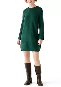 Women's Long Sleeve Solid A-Line Sweater Dress