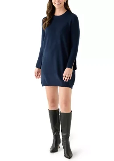 Women's Long Sleeve Solid A-Line Sweater Dress