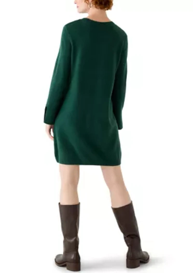 Women's Long Sleeve Solid A-Line Sweater Dress