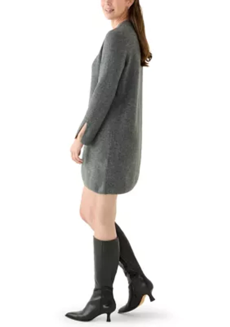 Women's Long Sleeve Solid A-Line Sweater Dress