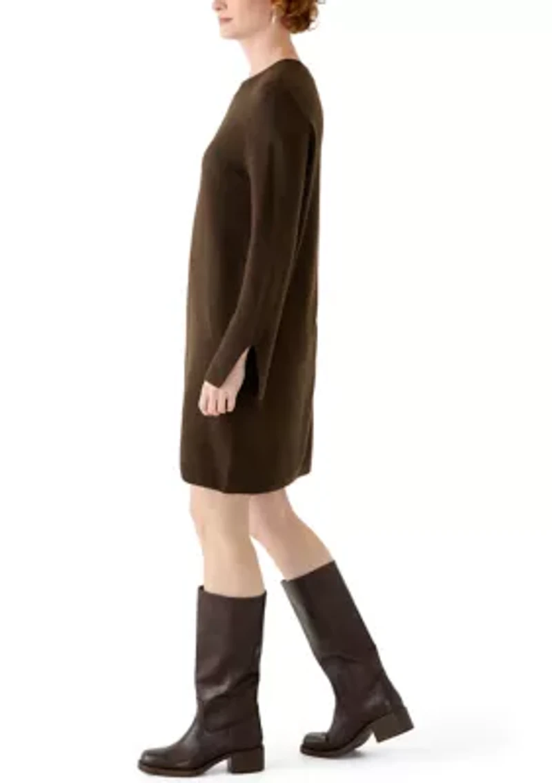 Women's Long Sleeve Solid A-Line Sweater Dress
