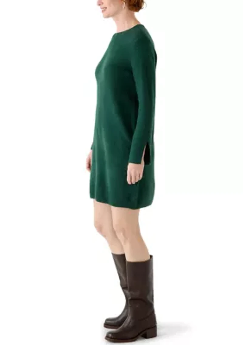 Women's Long Sleeve Solid A-Line Sweater Dress