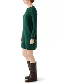 Women's Long Sleeve Solid A-Line Sweater Dress