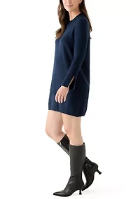 Women's Long Sleeve Solid A-Line Sweater Dress