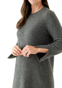Women's Long Sleeve Solid A-Line Sweater Dress