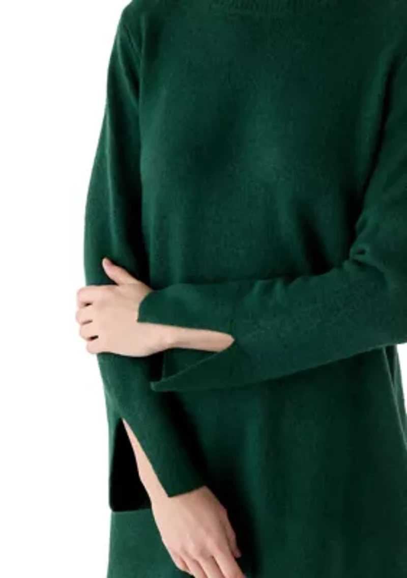 Women's Long Sleeve Solid A-Line Sweater Dress