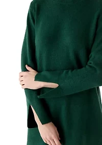Women's Long Sleeve Solid A-Line Sweater Dress