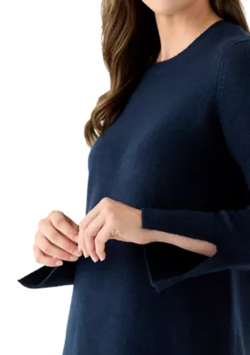 Women's Long Sleeve Solid A-Line Sweater Dress