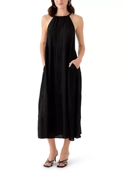 Women's High Neck Tiered Maxi Dress