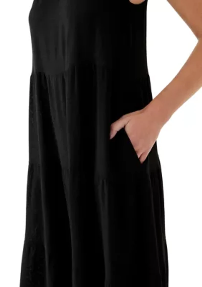 Women's High Neck Tiered Maxi Dress