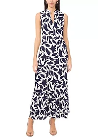 Women's Sleeveless Printed Chiffon Dress