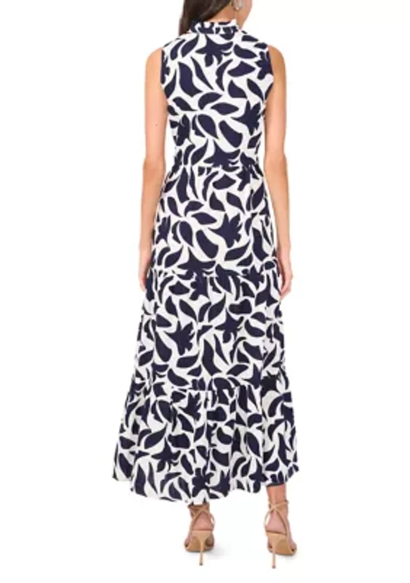 Women's Sleeveless Printed Chiffon Dress
