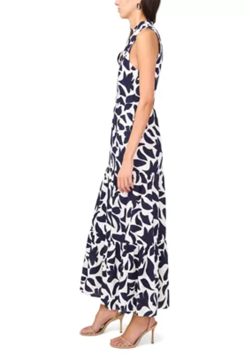 Women's Sleeveless Printed Chiffon Dress