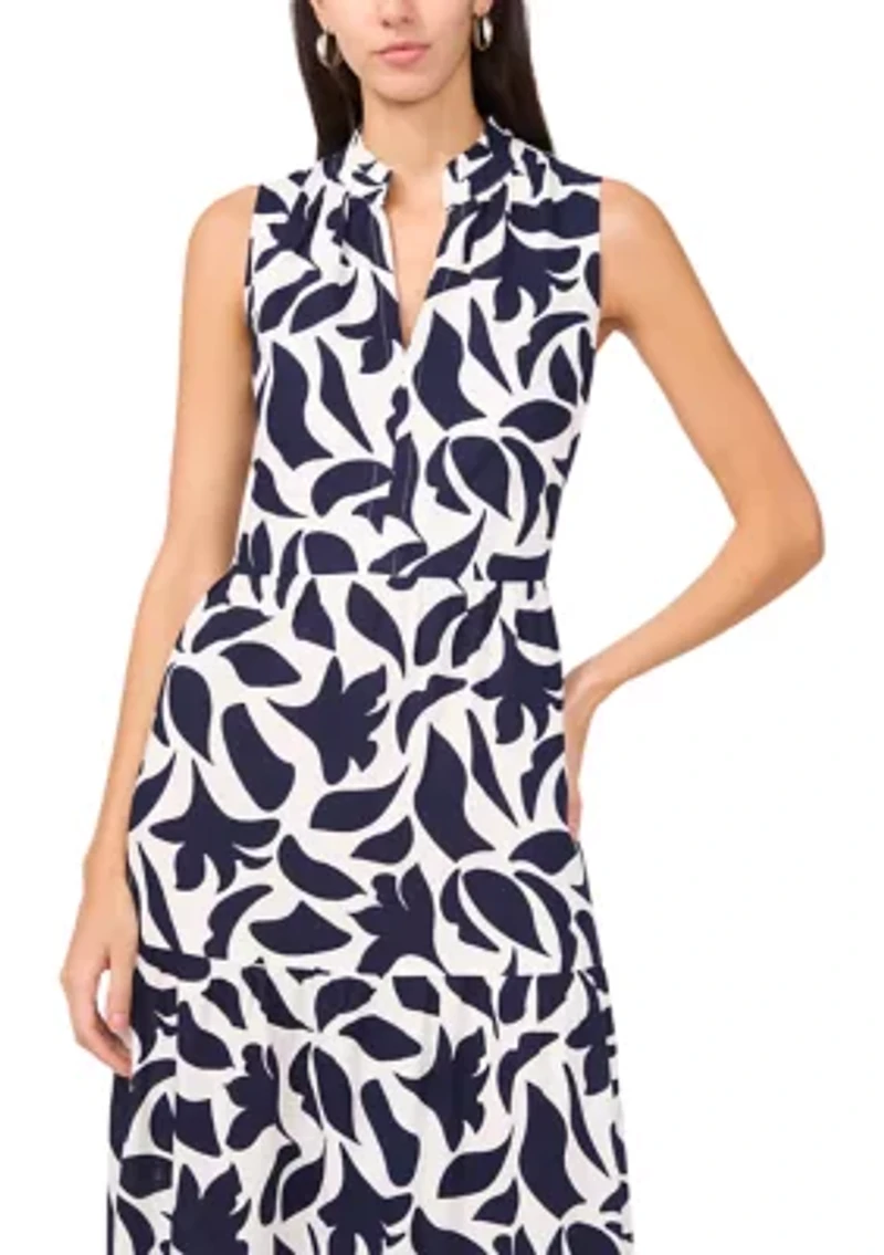 Women's Sleeveless Printed Chiffon Dress