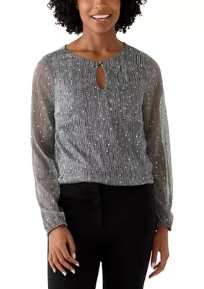 Women's Long Sleeve Shimmer Foil Top