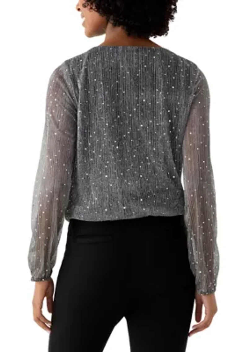 Women's Long Sleeve Shimmer Foil Top