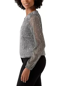 Women's Long Sleeve Shimmer Foil Top