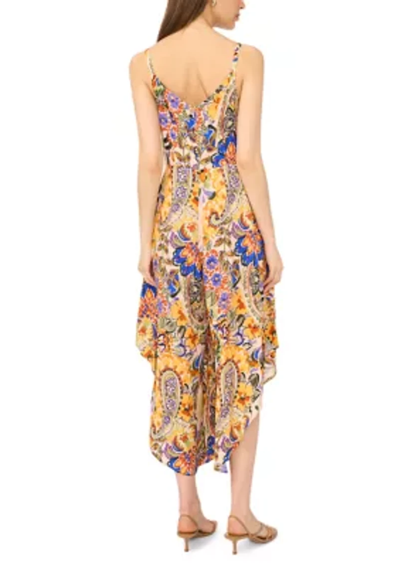 Women's Sleeveless Printed Challis Jumpsuit