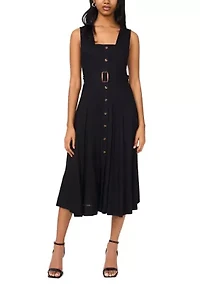 Women's Button Front Midi Dress