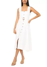 Women's Button Front Midi Dress