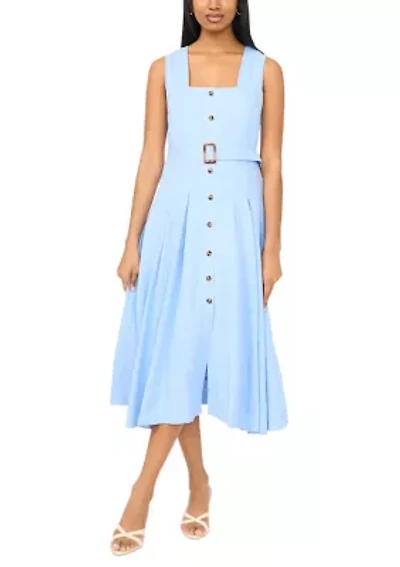 Women's Button Front Midi Dress