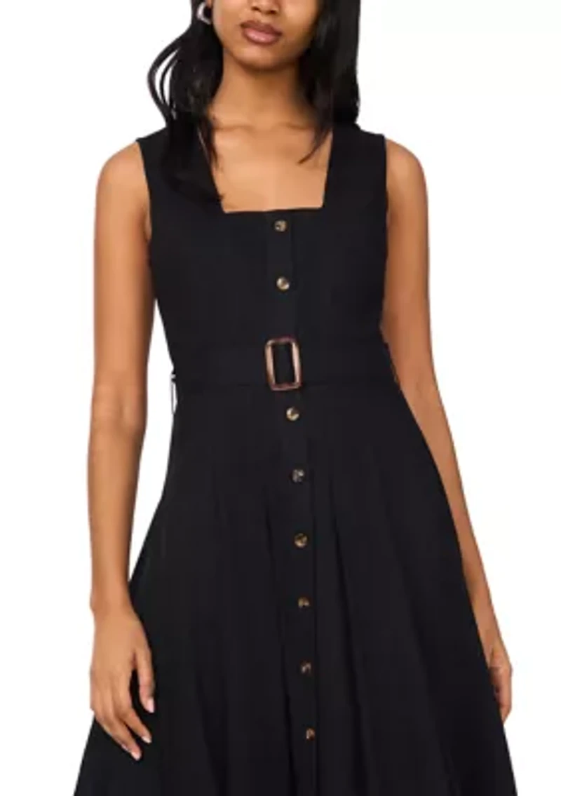 Women's Button Front Midi Dress
