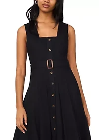 Women's Button Front Midi Dress