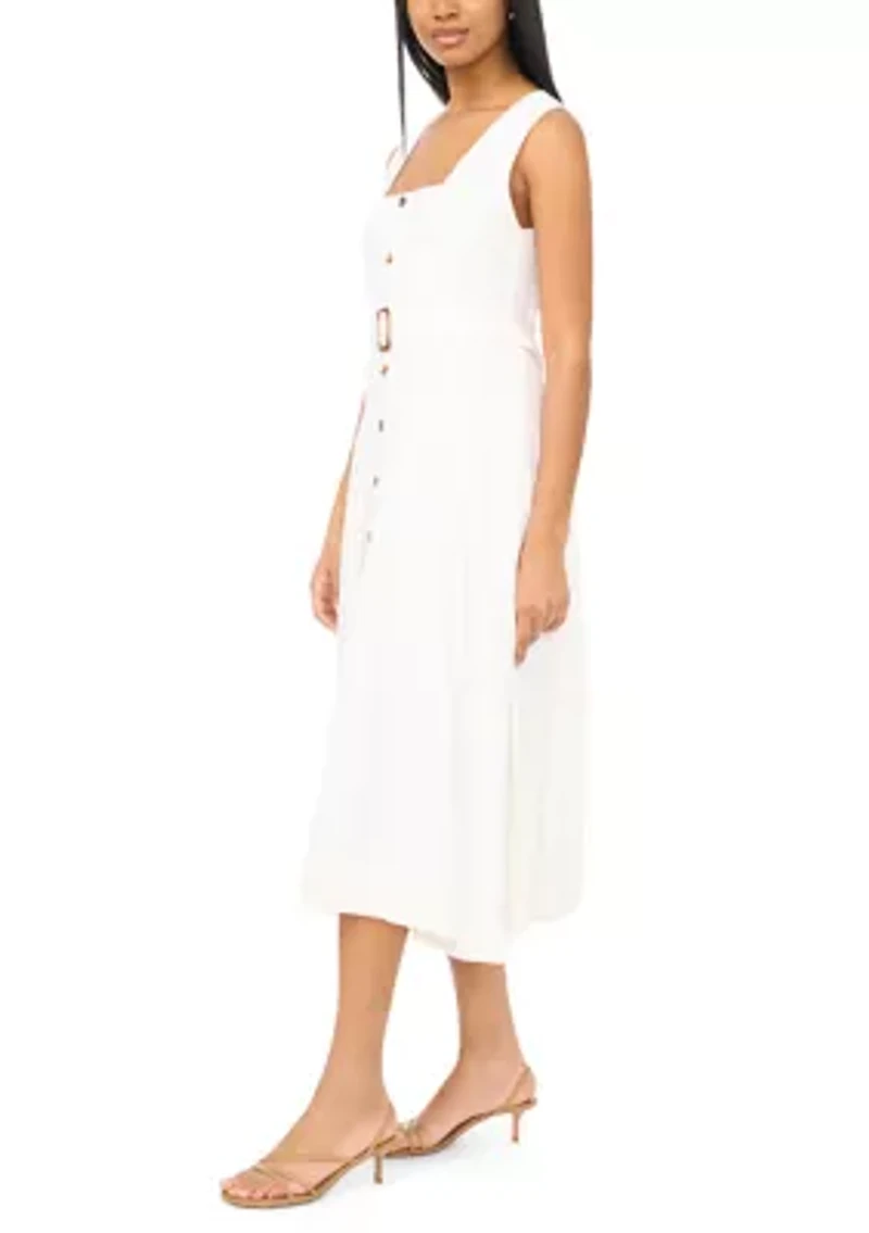 Women's Button Front Midi Dress