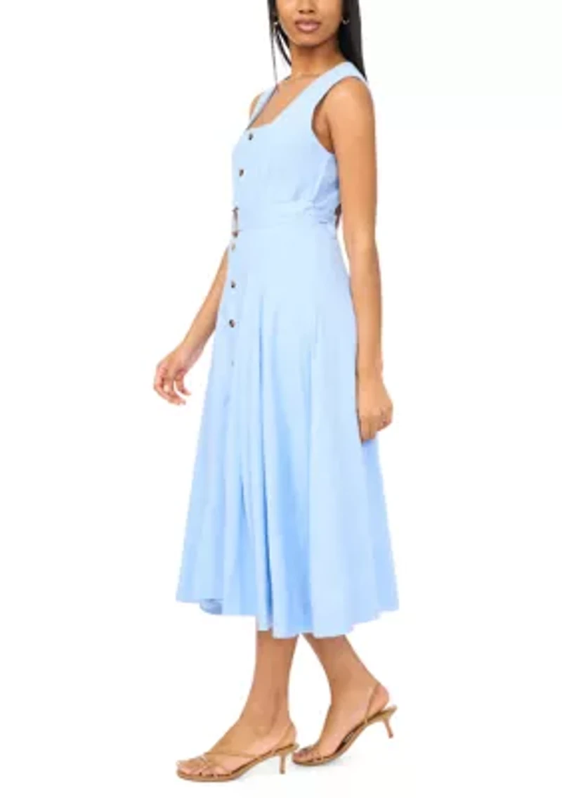 Women's Button Front Midi Dress