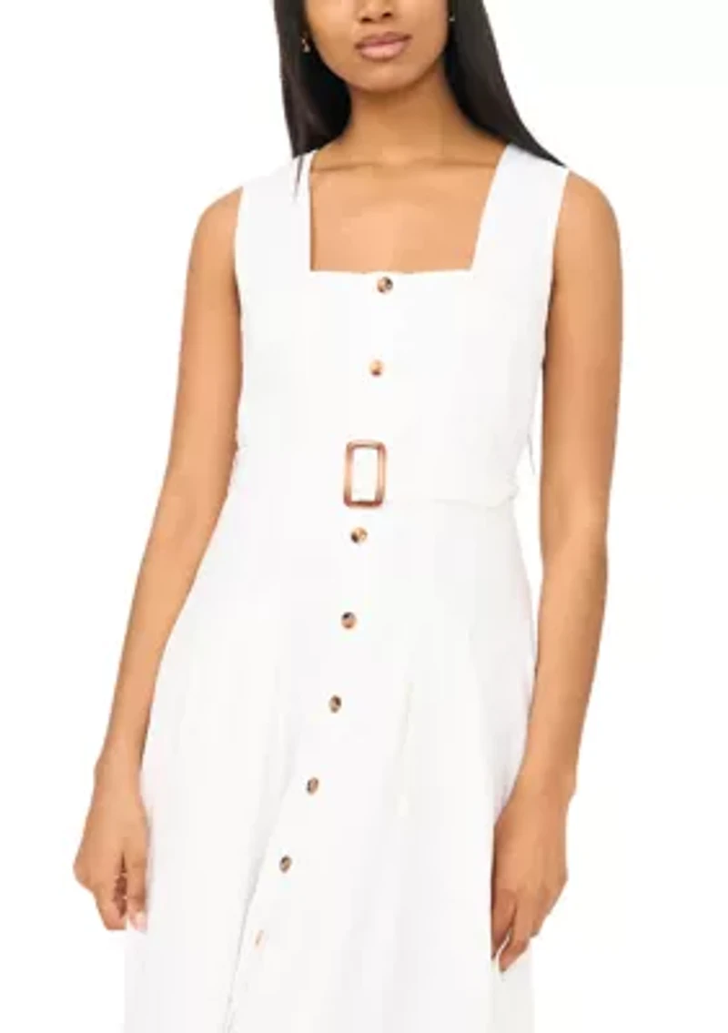 Women's Button Front Midi Dress