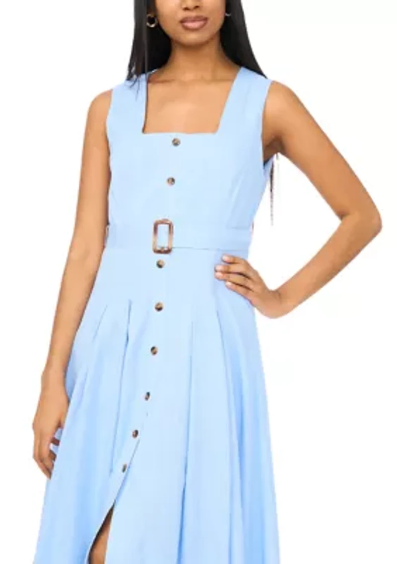 Women's Button Front Midi Dress