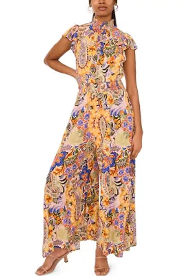 Women's Mock Neck Printed Jumpsuit