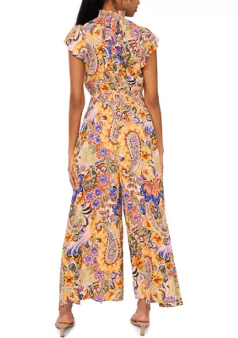 Women's Mock Neck Printed Jumpsuit