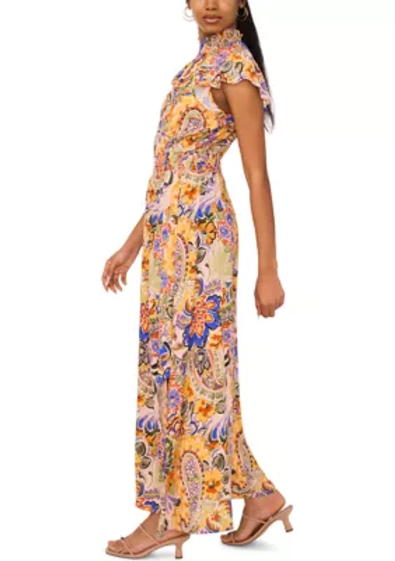 Women's Mock Neck Printed Jumpsuit