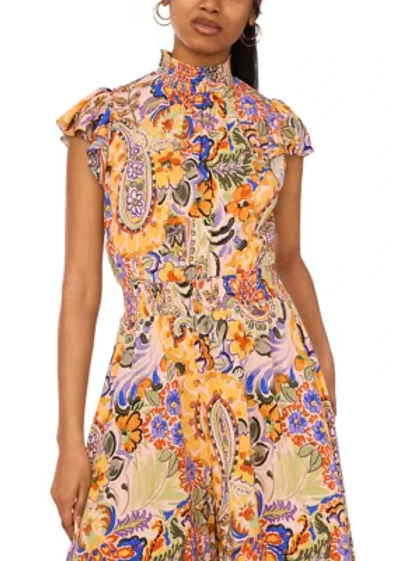 Women's Mock Neck Printed Jumpsuit