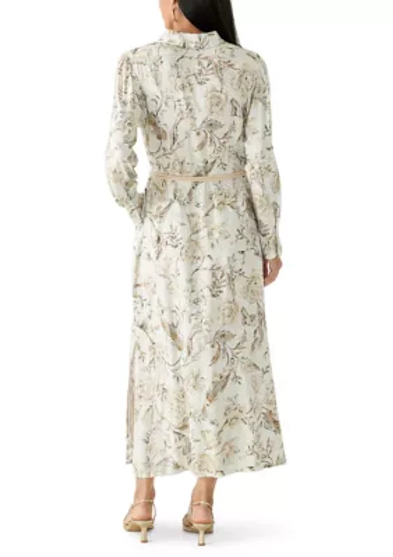 Women's Tie Waist Maxi Shirtdress