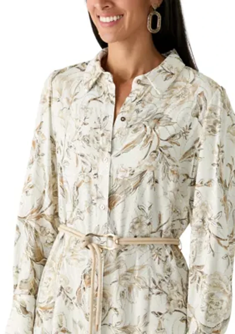 Women's Tie Waist Maxi Shirtdress