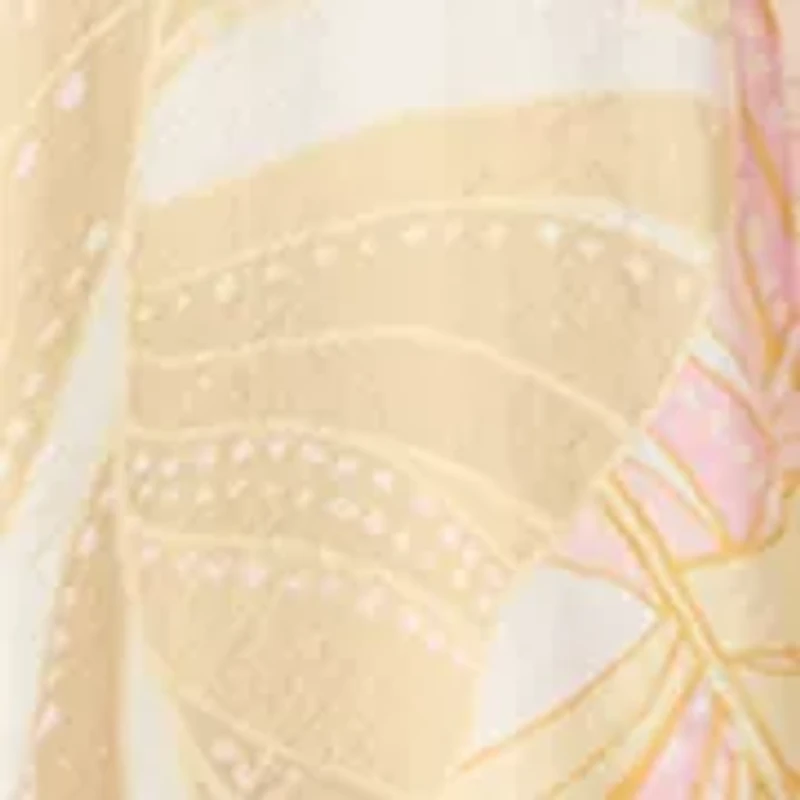 Women's Long Sleeve Floral Linen Maxi Dress