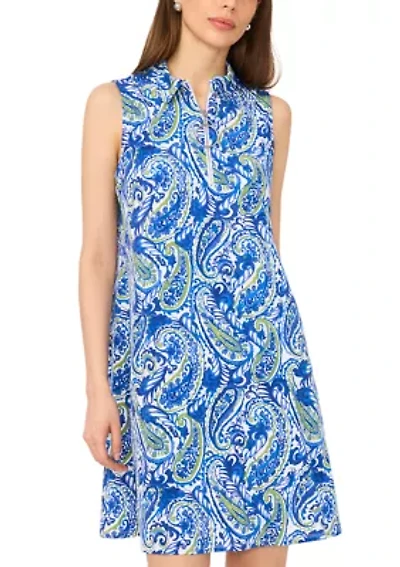 Women's 1/4 Zip Paisley Print A-Line Dress