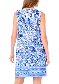 Women's Sleeveless Crew Neck Paisley Print Dress