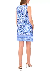 Women's Sleeveless Crew Neck Paisley Print Dress