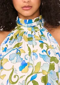 Women's Sleeveless Halter Neck Floral Print Maxi Dress