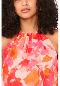 Women's Sleeveless Halter Neck Floral Print Maxi Dress